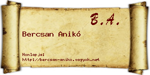 Bercsan Anikó névjegykártya